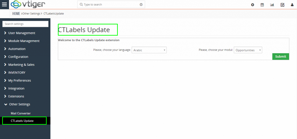CTLabels Update – CRMTiger Knowledge Base