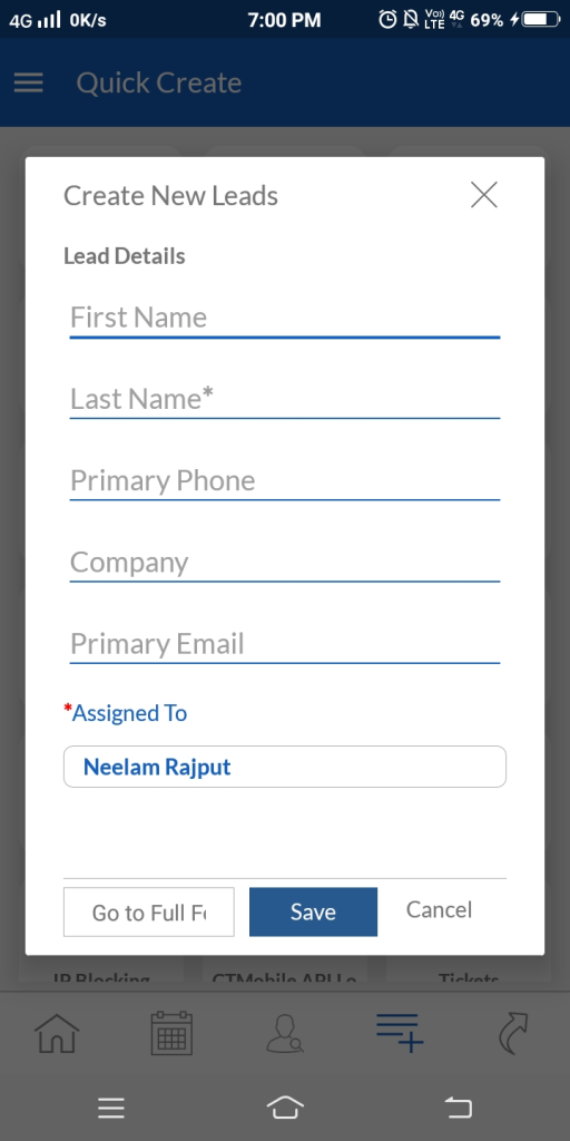 Quick Create – CRMTiger Knowledge Base