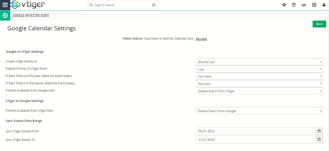 How to use vTiger Google Calendar ? CRMTiger Knowledge Base