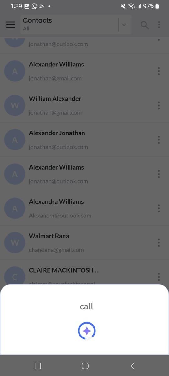 Selected activity call
