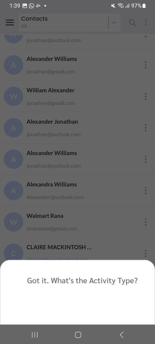 AI asks activity type