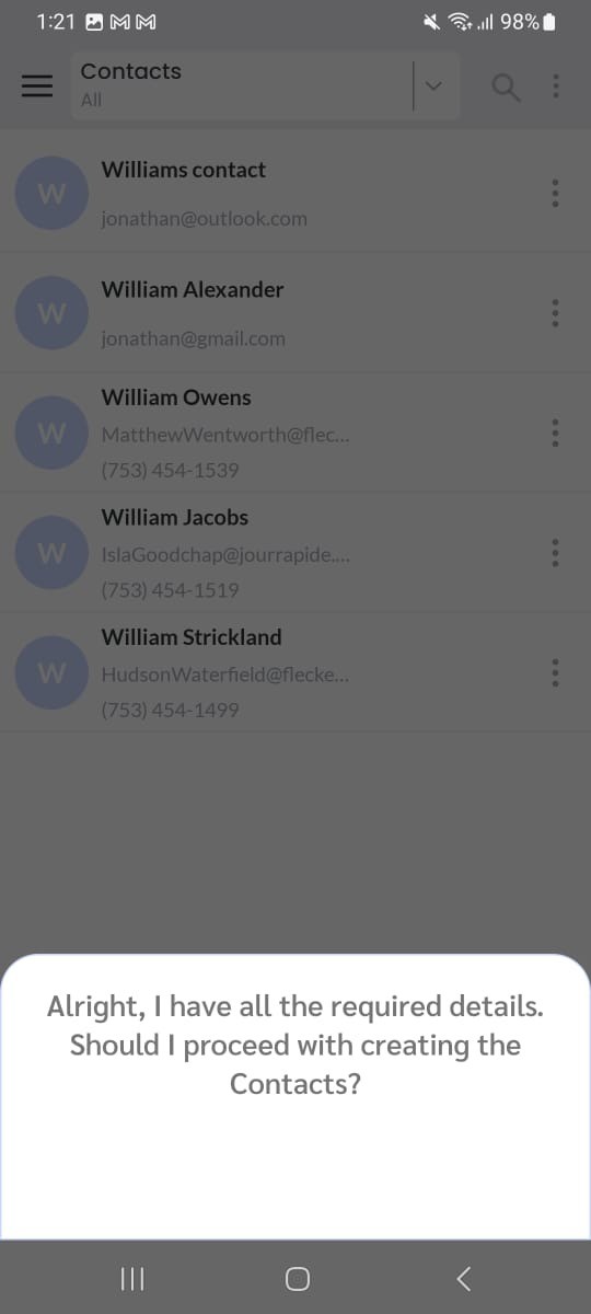 Ask for Creating Contact