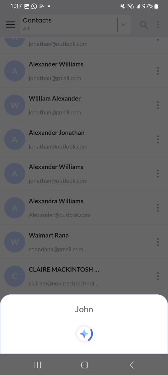 Entered contact name
