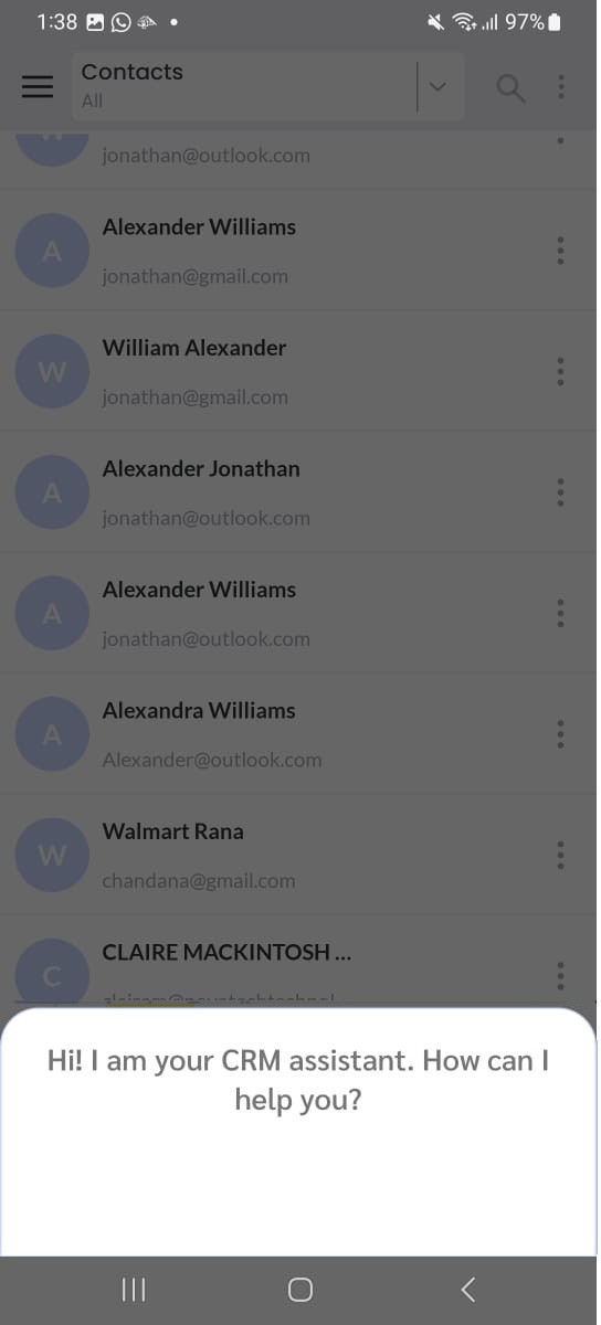Contacts module AI search