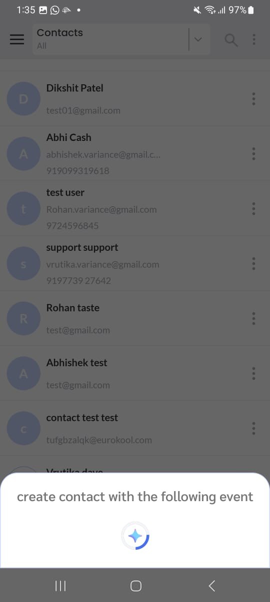 Create contact with event
