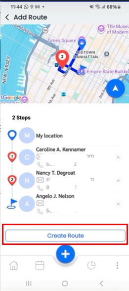 Create route button