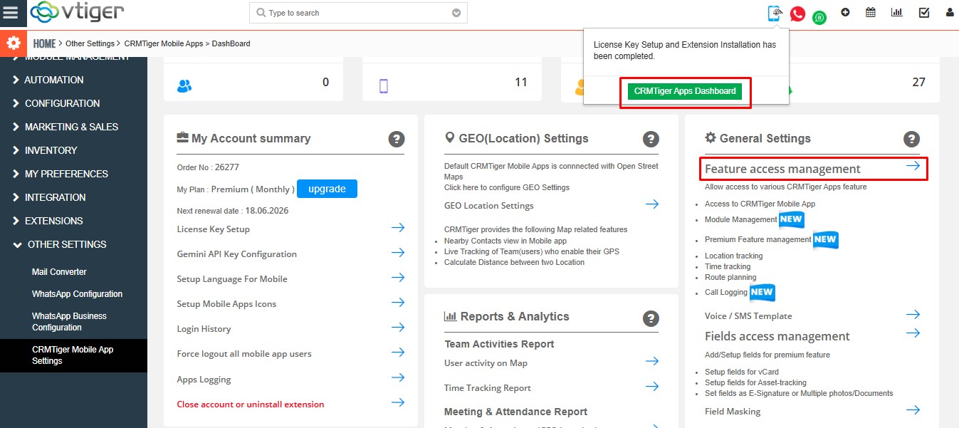 Route planner configuration settings