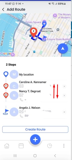 Reorder route stops