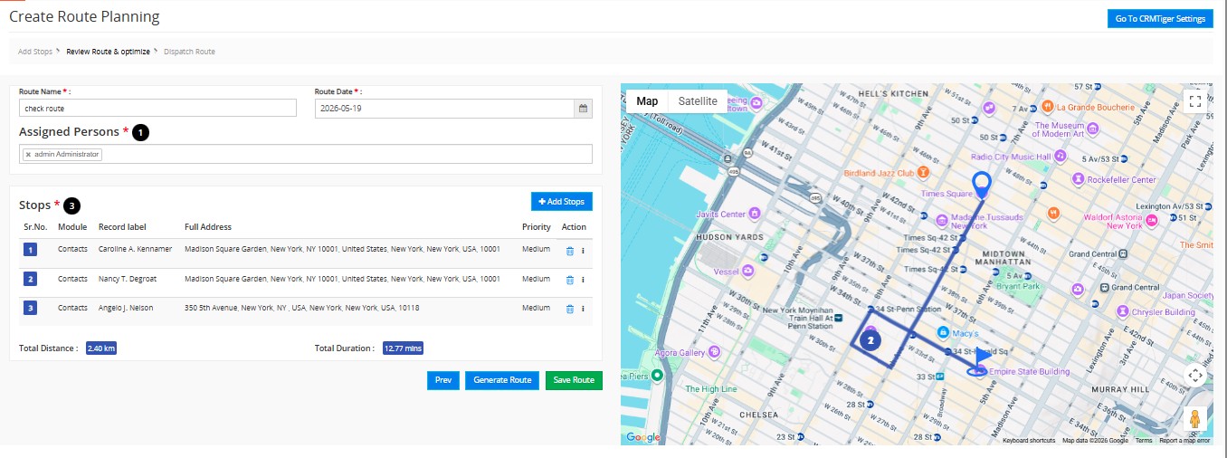 Generate route on map
