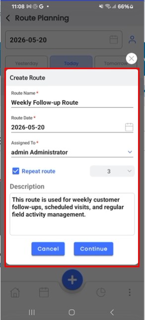 Enter route details