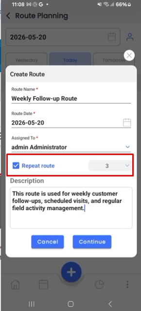 Repeat route options