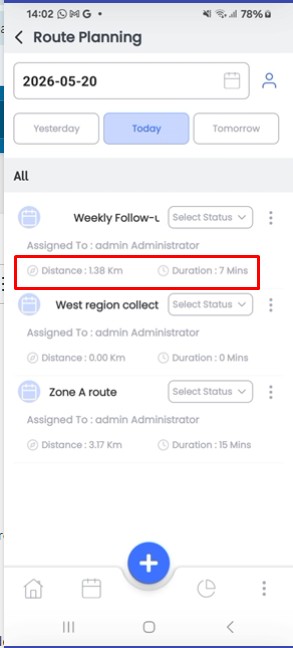 Route time and distance