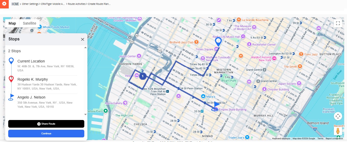 Manage route planner arrange stops and create route