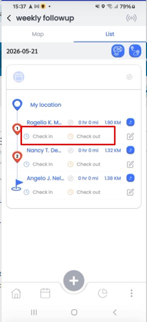 Manage route planner check-in and check-out
