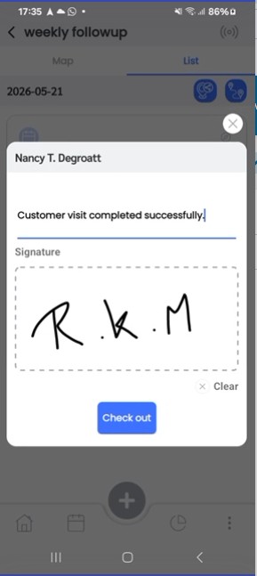 Manage route planner save check-out details