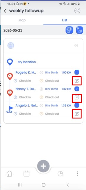 Manage route planner edit record option