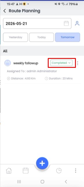 Manage route planner route completed status
