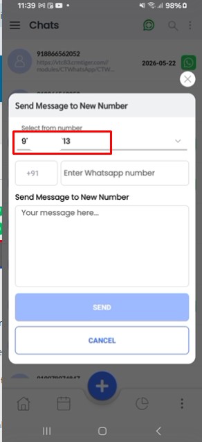 Manage WhatsApp number selection