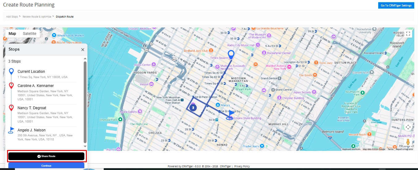 Share route in Google Maps