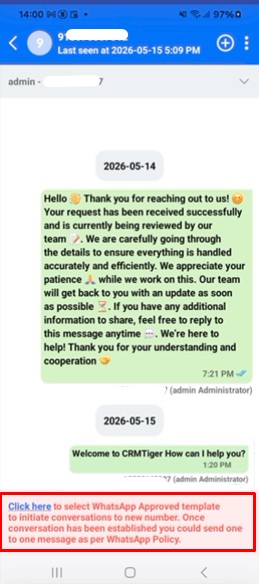 Manage WhatsApp 24-hour window notification