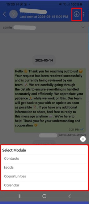 Manage WhatsApp add record option