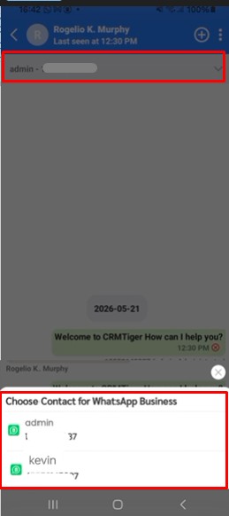 Manage WhatsApp number selection option