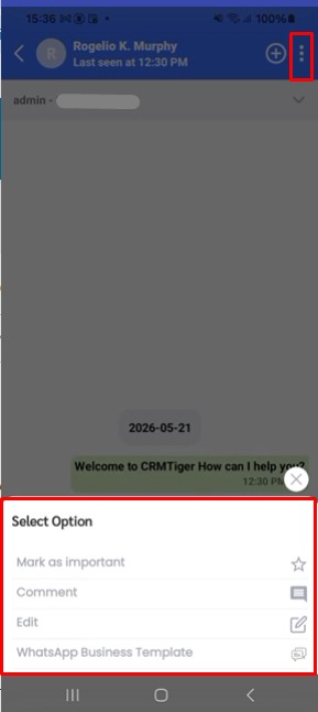 Manage WhatsApp chat options menu