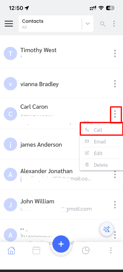 Call from CRM record