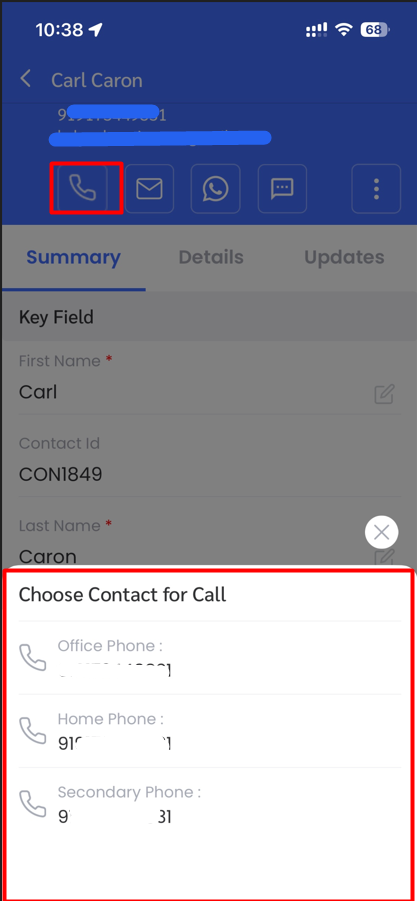 CRM Phone call icon