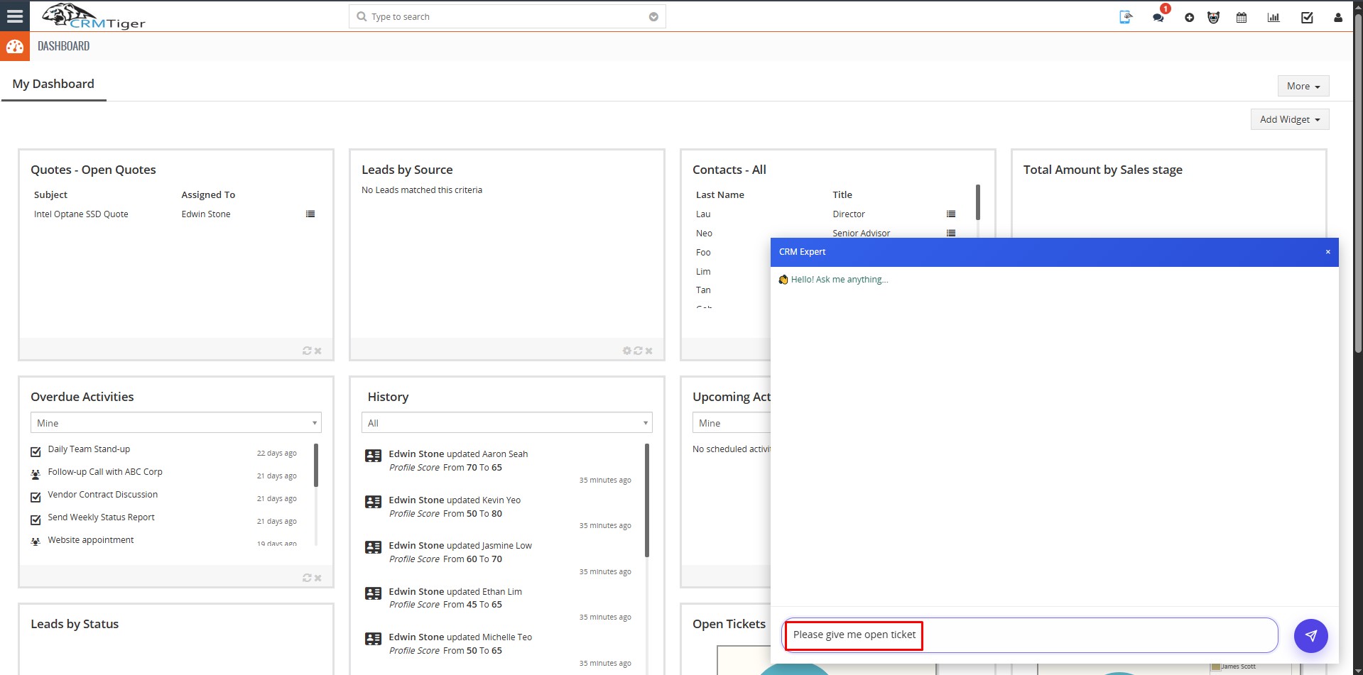 Use AI Chatter to query Vtiger CRM records