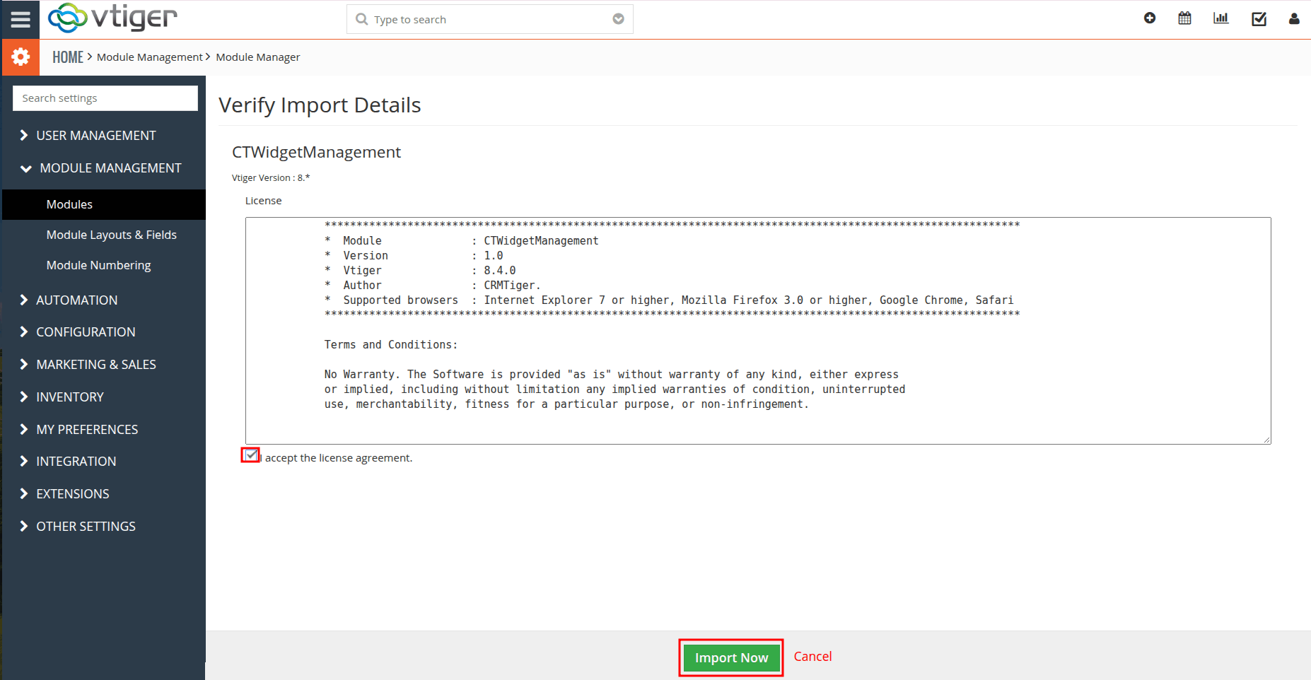 Accept terms and Condition