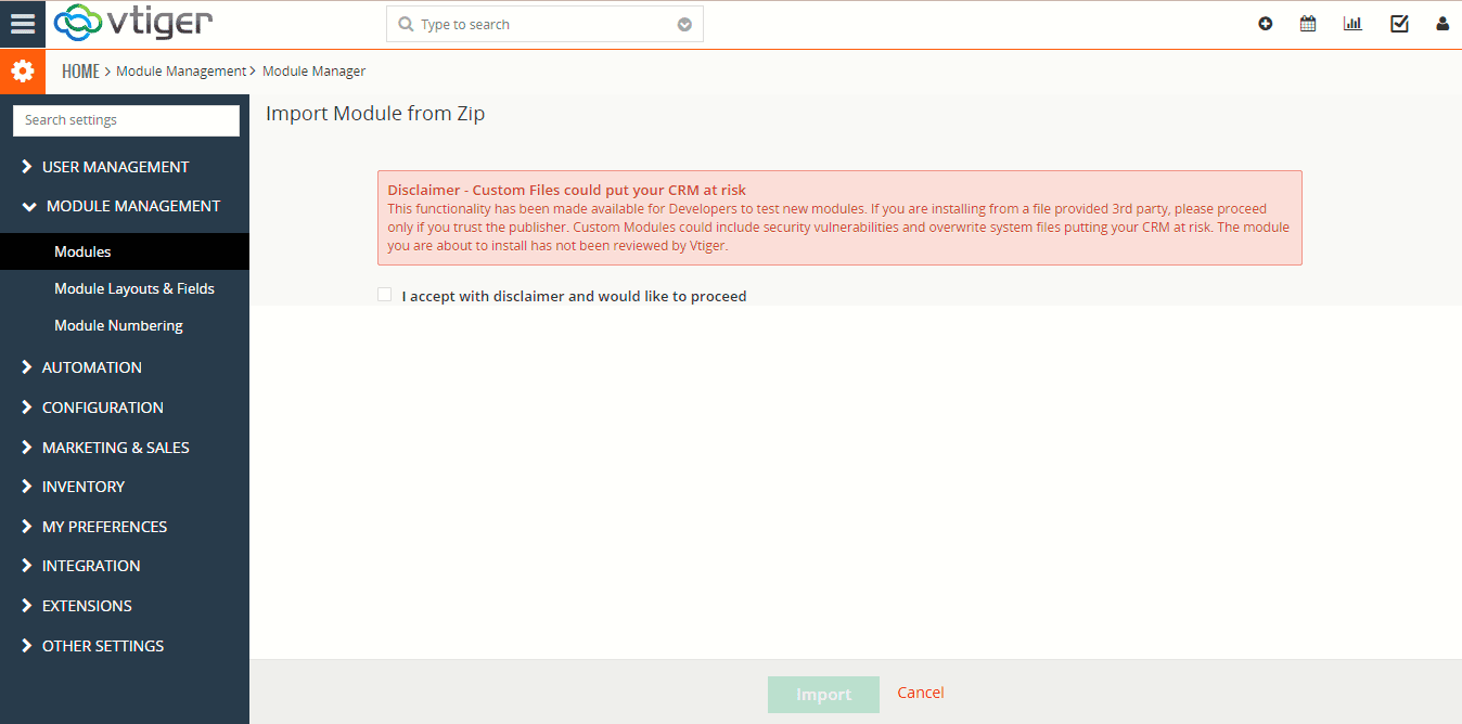 Terms and Conditions checkbox