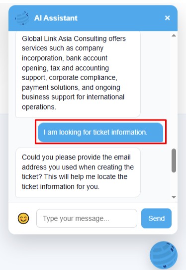 ticket information from AI Agent