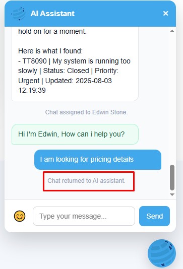 Chat returned to AI Assistant
