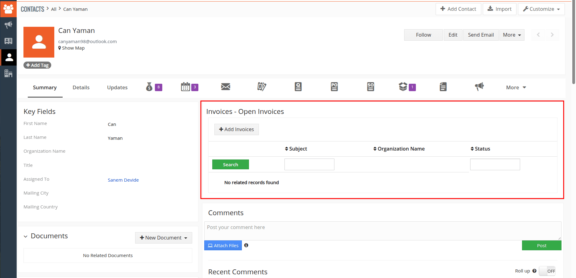 Verify widgets sumarry