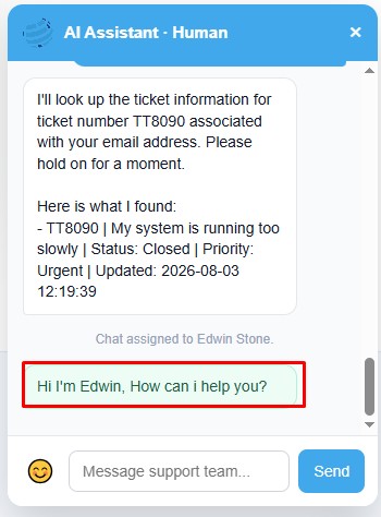 Website AI Agent human chat mode