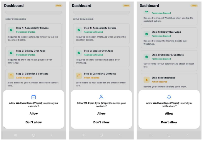 Calendar, contacts, notifications