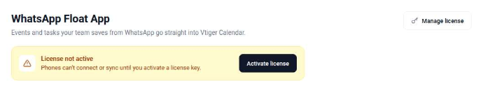 WhatsApp float app licence not active setting preview