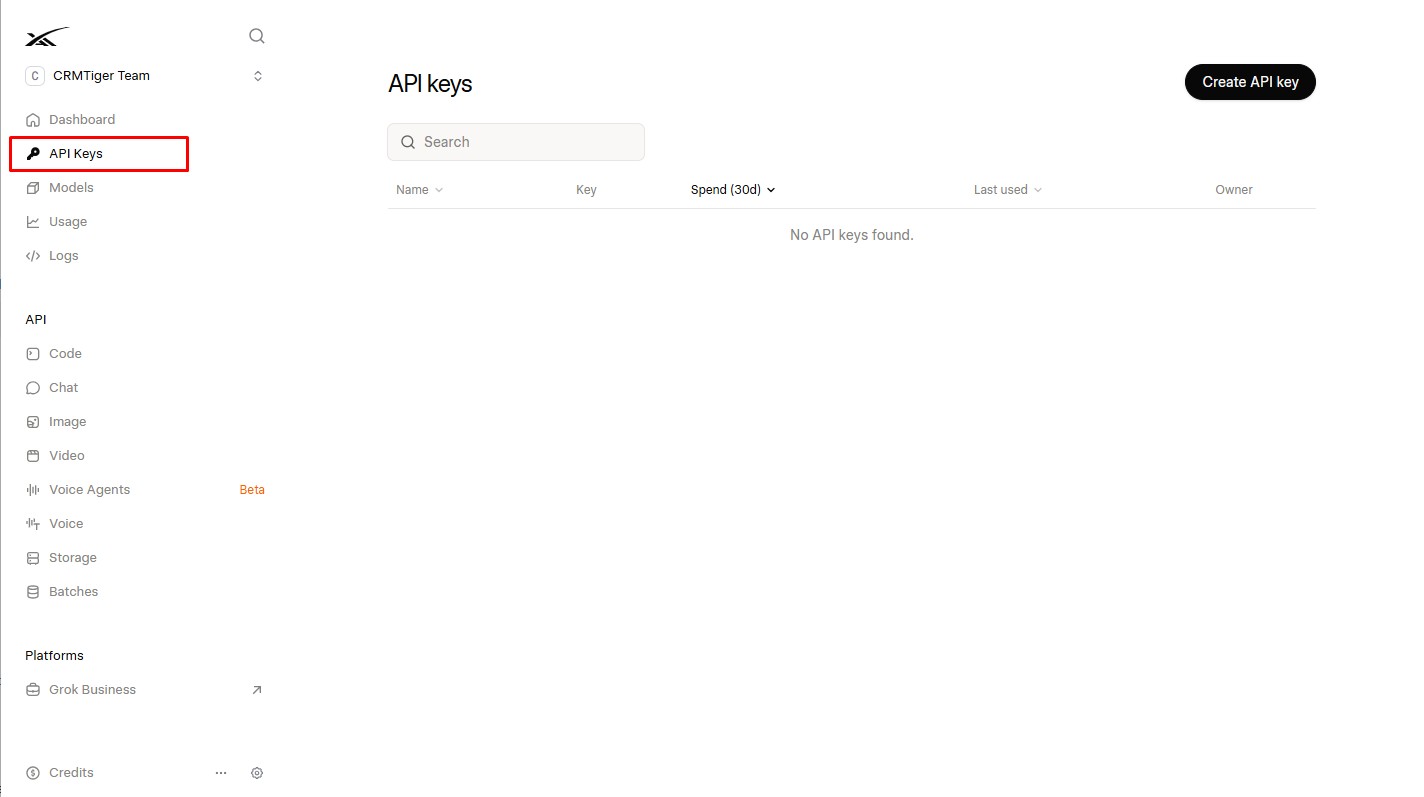 xAI Console API Keys for AI Agent