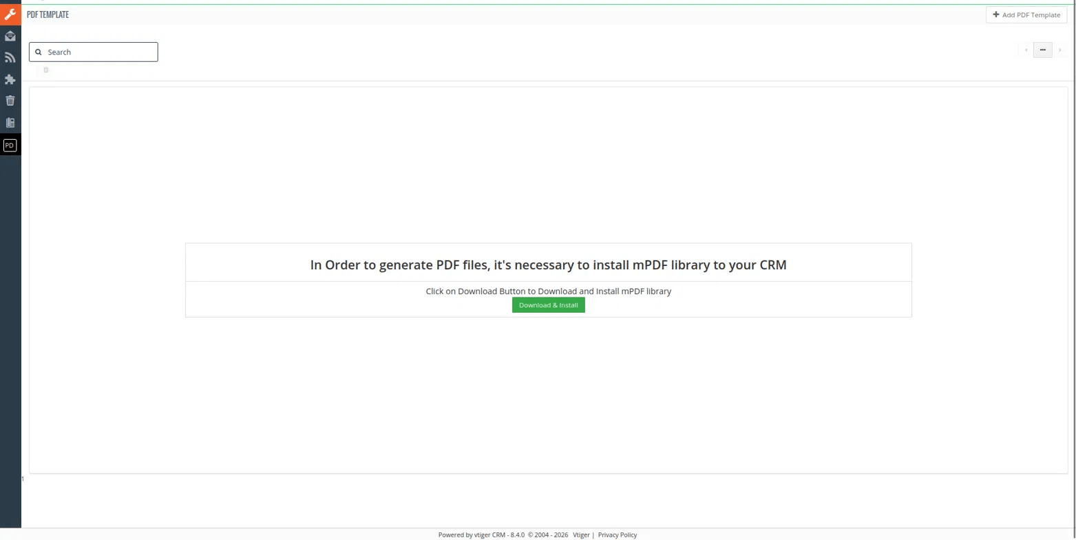 Install the mPDF library in CRM to generate PDF files