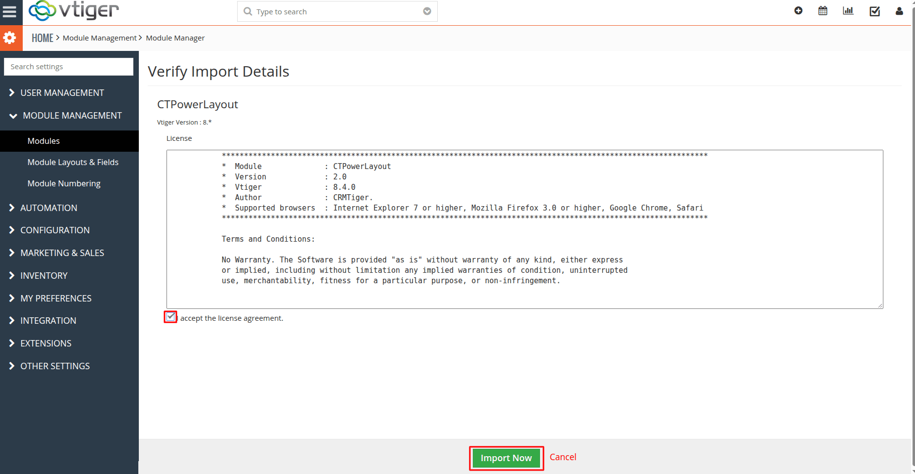 Accept terms and Condition